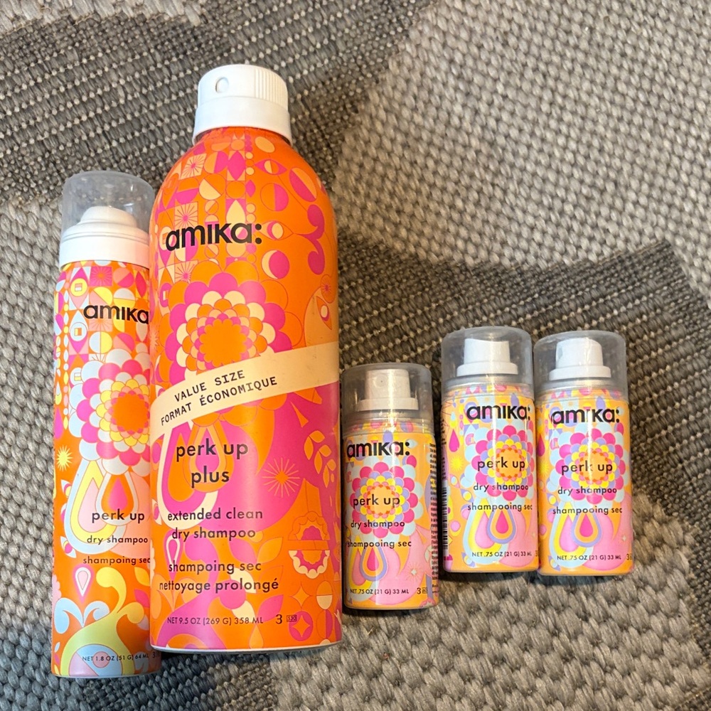 Amika Perk Up Plus Dry Shampoo Collection - Orange and Pink